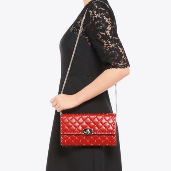 Valentino Garavani Handbags - Valentino ROCKSTUD SPIKE NAPPA LEATHER CROSSBODY CLUTCH BAG